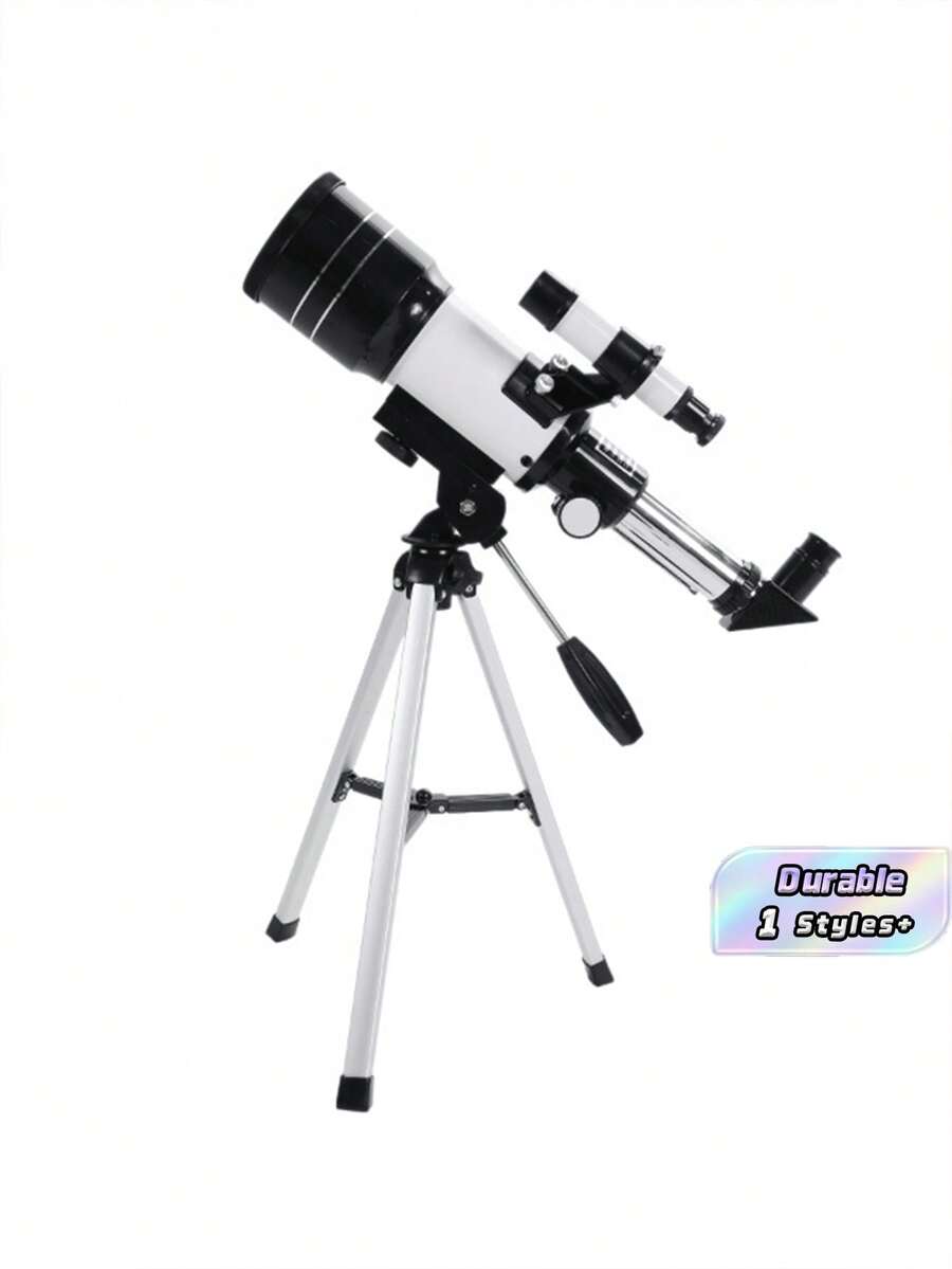 这款专业天文望远镜可观测深空、月球和恒星,放大倍率高达120倍,焦距300毫米,是节日送礼佳品,适用于户外天体观测,并配有手机夹和太阳滤镜。 - 白色 - 查看 1