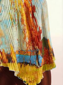 Amplova 2026 New Arrival Asymmetrical Oil Painting Pattern Women Tank Top, Summer - Yellow - View 6