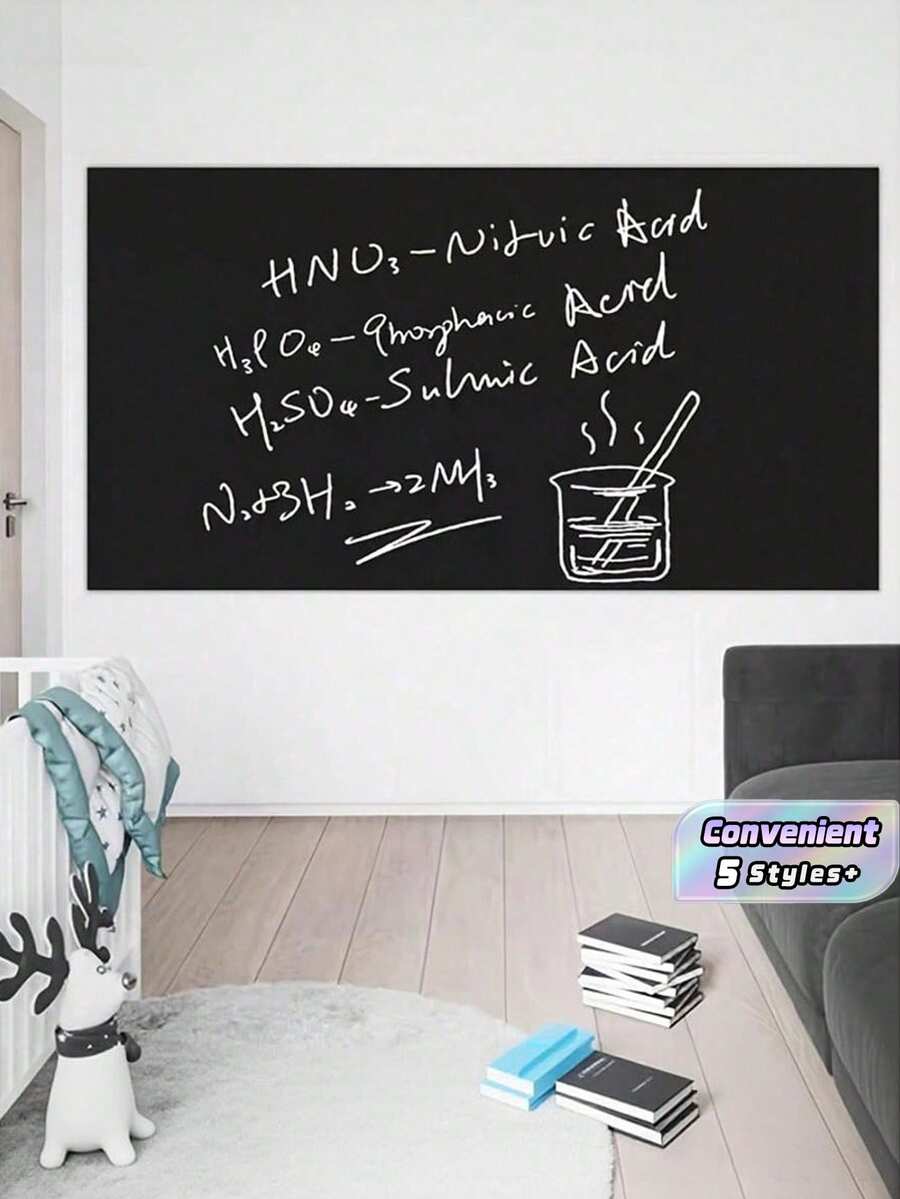 1 Roll Self Adhesive Whiteboard Green Board Chalk Wall Sticker With Wiper, Office Home Decor Canvas Message Board