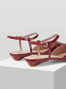 Mnmlis Women's Elegant Pointed Toe Slip-On Flats, Minimalist Design For Commuting For Christmas - Red - View 4