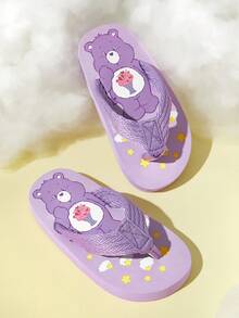 SHEIN X Care Bears Dép xỏ ngón màu hồng hoạt hình dễ thương cho bé gái, chất liệu EVA nhẹ, thích hợp cho hoạt động ngoài trời hoặc đi biển. - Màu tím - Xem 7
