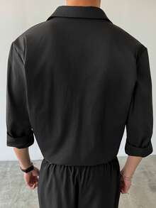 Manfinity AFTRDRK Áo sơ mi nam dài tay cài cúc, thời trang, đa năng, thích hợp cho công sở. - màu đen - Xem 2