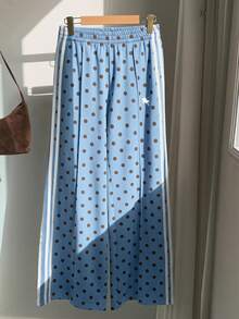 SHEIN EZwear 女士休闲蓝色波点小马标志撞色条纹阔腿运动裤，适合夏季、秋季、冬季穿着；棕色阔腿裤，适合日常通勤、约会、派对、秋冬夏季、圣诞节、新年、感恩节、聚会、婚礼、海滩、毕业典礼、时尚、优雅、休闲、外出、约会、预订、通勤、闪亮、情人节、优雅、度假、休闲、Y2K、外出、毕业典礼等场合。 - 彩色 - 查看 5