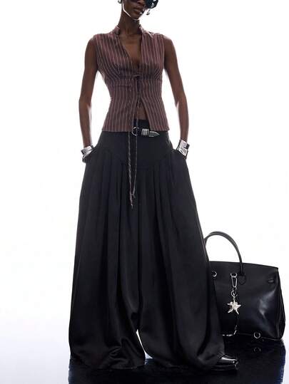 LYSMO 2026 New Arrive Minimalism Spring/Summer Women's Brown Tops Sexy Vacation Style Striped Print Deep V-Neck Tie Front Backless Camisole Casual Outfit For Women Office Outfits For Women  Business Professional Women Work Outfits/Business Casual/ Office Outfits For Women