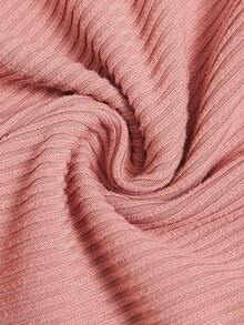 Elenzga Women's Solid Color V-Neck Short Sleeve Ruffle Rib T-Shirt, Summer - Pink - View 4