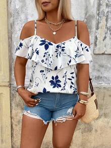 Breezaya Plus Size Women's Printed Shirt, Suitable For Dates, Romantic Vacations, Casual Daily Wear, Versatile Fashion, Spring/Summer - Multicolor - View 3