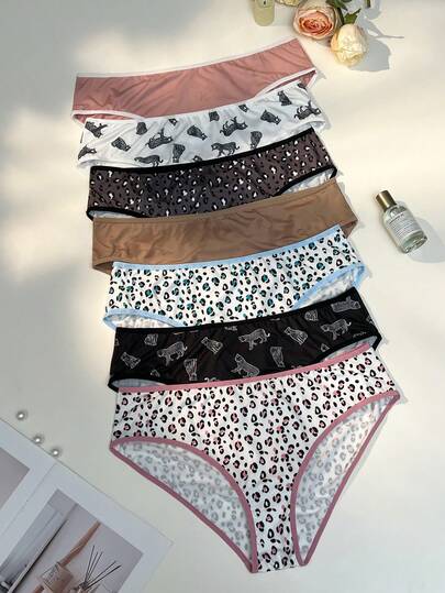 Bare Chapter 7pcs/Pack Women's Plus Size Printed Comfortable Underwear
