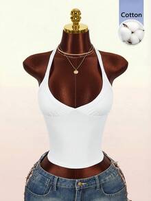 Amplova Áo lót nữ gợi cảm cúp tam giác có đệm mút, không lưng, không tay, ôm sát. - trắng - Xem 10