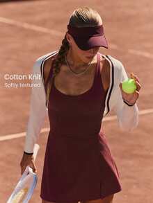 GLOWMODE Áo khoác tennis dệt kim nhẹ, chống nhăn, thoáng khí, chống xù lông, có logo thêu phía sau, cổ áo và cổ tay áo viền tương phản, thích hợp mặc ngoài khi chơi golf hoặc tennis mùa hè, mặc thường ngày. - trắng - Xem 1