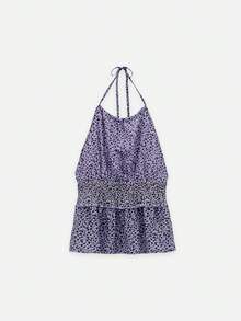 Nöista Áo yếm hoa nhún eo cho kỳ nghỉ, lễ hội và trang phục mùa hè - Màu tím - Xem 6
