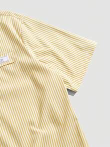 NORVETH Men's Casual Striped Short Sleeve Shirt, Summer - Yellow - View 6