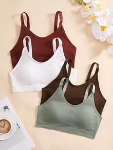 Lowkey Lull 4pcs/Set Women's Solid Color Casual Everyday Bras - Multicolor - View 3