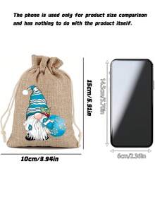 Sacos de presente com cordão de Natal, Sacos de embalagem de Natal de linho e juta, Sacos de embalagem de linho de duende de Natal, Sacos de linho de Natal reutilizáveis, adequados para presentes de festa de feriado, muito adequados para pequenos sacos de presente de Natal para suprimentos de festa de Natal e Ano Novo, embrulho de lembrancinhas ou presentes para amigos e colegas de trabalho, decorações caseiras de Natal DIY - Multicolorido - Visão 3