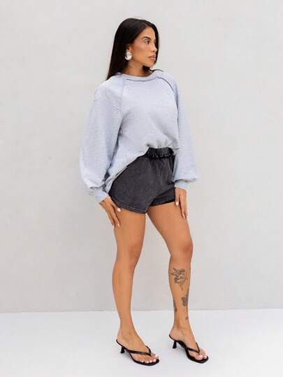 Maju Mazalli Loose Casual Patchwork Crew Neck Long Sleeves Women Sports Sweatshirts