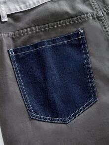 ROMWE MEN Street Life Men's Casual Patchwork Denim Shorts - Multicolor - View 5
