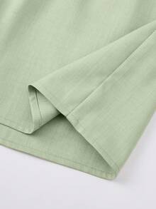 EMERY ROSE Women's Casual Commute Daily Outing Elastic Waist Round Slit Design Chinese Knot Button Decor Shorts - Mint Green - View 3
