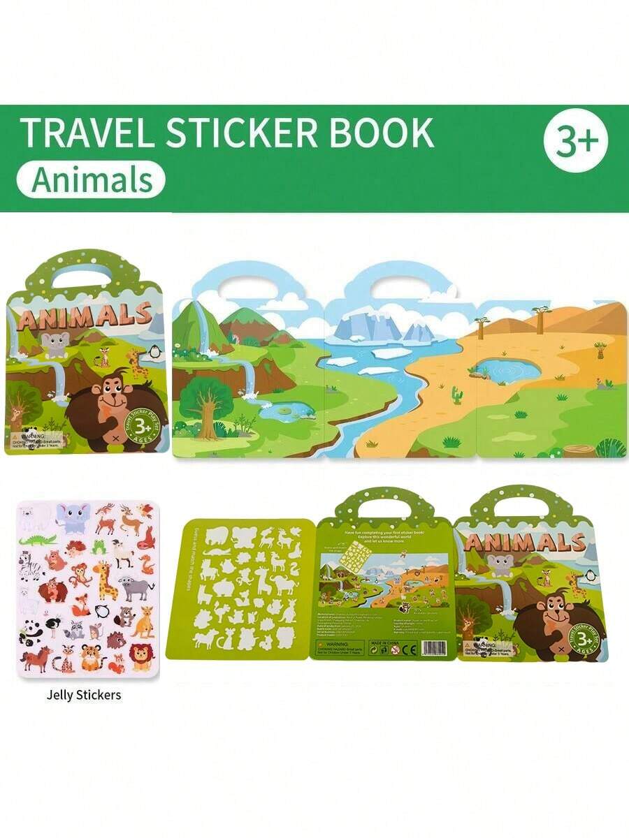 Sách sticker tái sử dụng, sticker dạng thạch có thể giặt, lý tưởng cho sinh nhật, tiệc tại nhà, hoạt động nhóm, lớp học nghệ thuật. - Animals - Xem 1