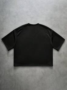 PAVTROS 男士街头风十字绣撞色休闲T恤，适合户外音乐节、日常穿着、朋友聚会、送给男友/老公的礼物、周年纪念日等场合。 - 黑色 - 查看 5