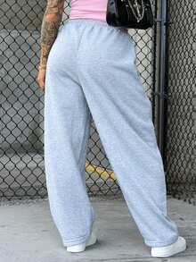 SAYEHFBABY Women's Loose Pleated Solid Color Casual Sports Pants, Spring Fall Sweatpants - Grey - View 5