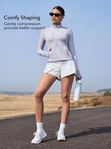 OutZeal Chaqueta deportiva para mujer de uso diario y casual, con cuello alto, cremallera y estiramiento en 4 direcciones - Púrpura malva - Ver 2
