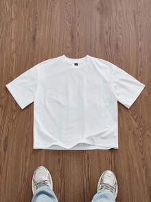 SWAVVY Men's Solid Color Slogan Graphic Printed Short Sleeve T-Shirt - White - View 2
