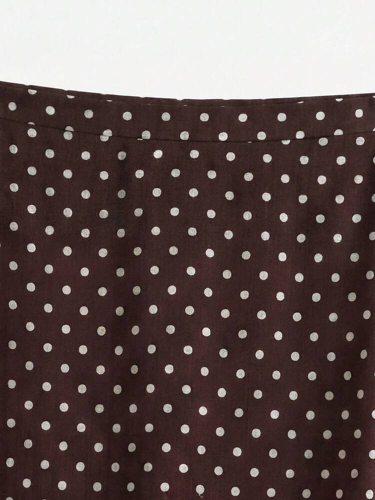 Brown Polka Dot Chiffon Midi Skirt Spring Summer Going Out Work Outfit Holiday Outfit VIntage Skirt French Style Skirt Polkadot Skirt Casual Vacation Outfit Chic