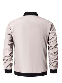 EGENSIO Men's Baseball Collar Color Block Zipper Casual Versatile Daily Wear Long Sleeve Jacket - Light Grey - View 4