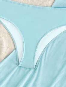 Veykashi Bộ bikini hai mảnh cỡ lớn dành cho nữ đi biển, trang trí hình sao biển kim loại, kiểu yếm, kèm áo khoác ngoài và váy ngắn. - Nhiều màu - Xem 8