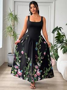 SHEIN EZwear 黑色休闲加大码女式连衣裙 - 彩色 - 查看 4