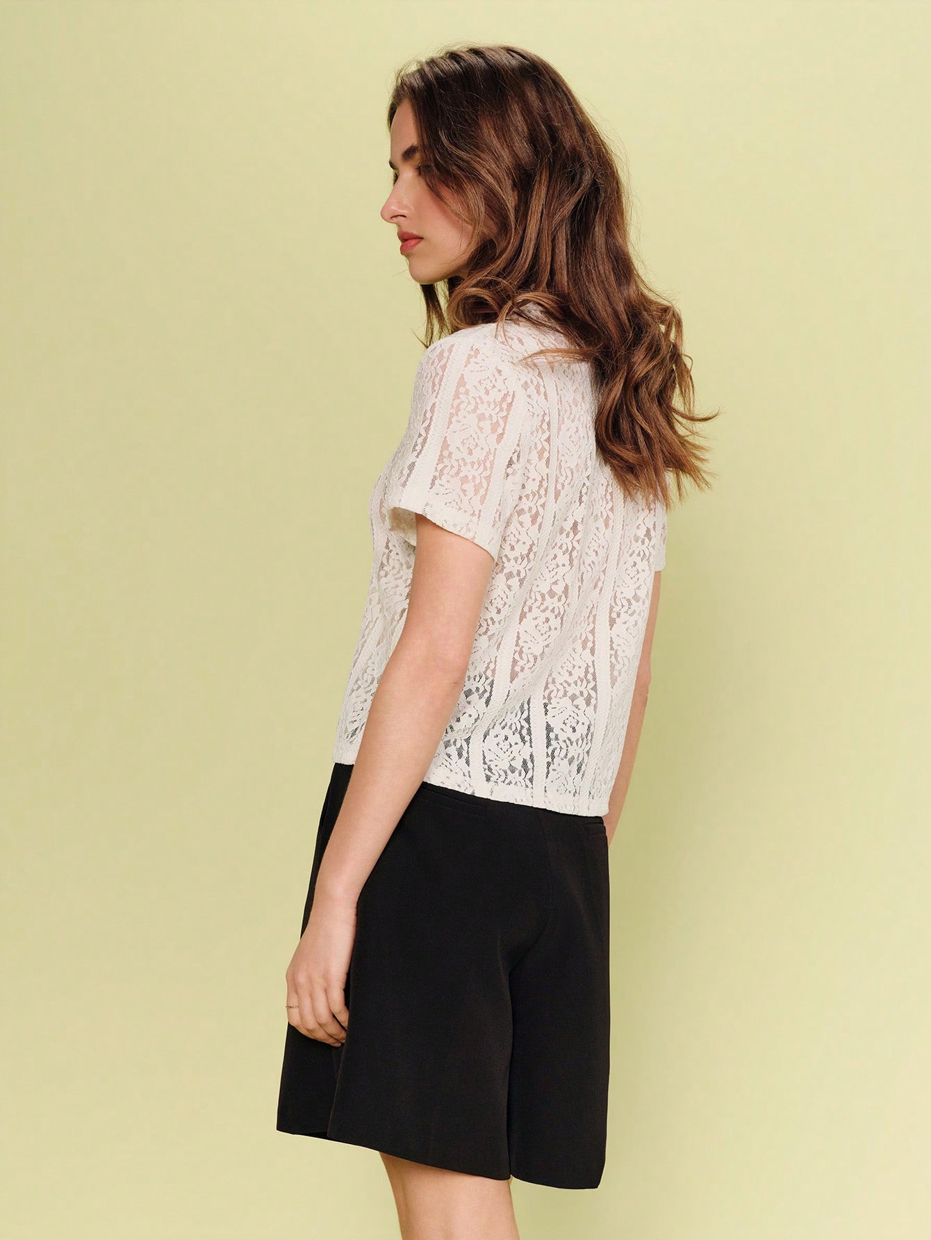 White Floral Lace Polo Shirt With Crochet Collar Spring Summer See Throught Lace Top White Lace Top French Style Top Holiday Top Going Out Top