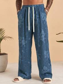 VIVINTIMO Pantalones anchos con bolsillos y cordón ajustable en la cintura para hombres - azul real - Ver 1