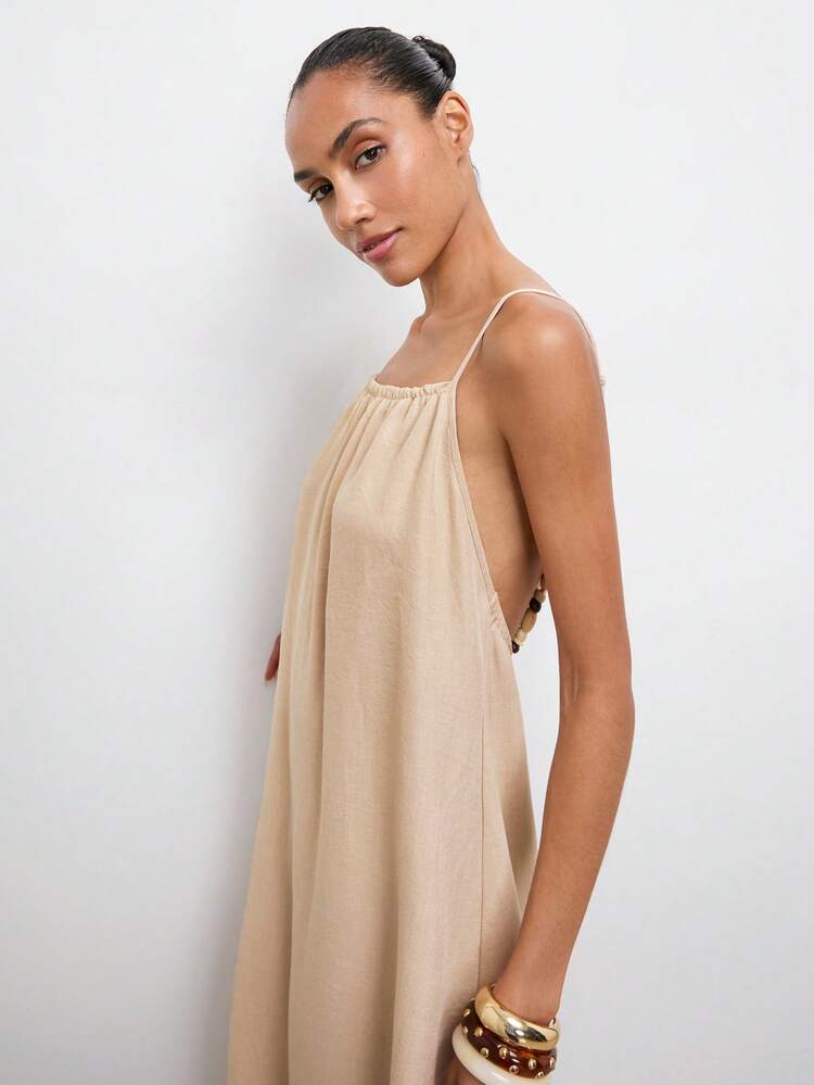 SHEIN Maija Women's White Backless Casual Party Long Slip Dress,Summmer Boho Vacation Holiday Summer Dresses,Beach Outfit,Graduation Dress, Outfits