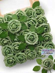50 Stück künstliche Rosen, grüne Fake Rosen, realistische Schaumstoff Rosen mit Stielen, PE Blumen für DIY Hochzeitssträuße, Blumenarrangements, Bridal-Shower Geschenke, Sträuße binden, Tischdekoration, Blumenbälle, Corsagen, Tortendekoration, Party & Heim Dekoration, Frühlings- & Sommerfeste, Geschenke für Frauen, Freundinnen, Mädchen - Grün - Übersicht 1
