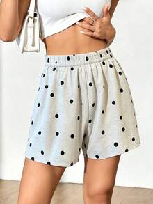 EMERY ROSE Fashionable New Summer Casual French Polka Dot Shorts, Elastic Waist, Women's Shorts - Multicolor - View 3