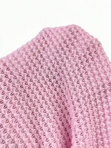 SHEIN 少女纹理圆领短袖休闲T恤，简约家居休闲服 - 粉色 - 查看 5