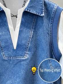 Resyla Blusa casual de mujer con rayas y parches, adecuada para ir al trabajo y uso diario - Multicolor - Ver 3