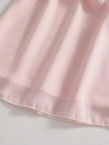SHEIN Bộ đồ hè 2 món cho bé gái tuổi teen, áo hai dây màu hồng không tay có nơ kết hợp với chân váy voan, thoải mái và đa năng. - Hồng - Xem 8