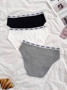 Napfluff 3 piezas Bragas deportivas de estilo minimalista con diseño de letras para mujer - Multicolor - Ver 5