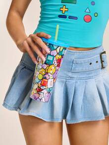ADVENTURE TIME X SHEIN 24盎司/700毫升激光酷炫平底杯，带心形闪光 - 淺藍色 - 查看 4