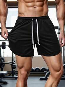 Manfinity Homme 2 piezas Pantalones cortos deportivos de verano casuales para hombres con cintura con cordón y bolsillos en diagonal - Multicolor - Ver 5