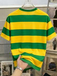 Manfinity Joysei Áo thun nam tối giản phối màu cờ Brazil, thích hợp cho mùa hè, hoạt động ngoài trời, xem World Cup, quà tặng cho chồng/bạn trai. - Màu vàng - Xem 2