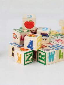 Wooden 27-Piece Colorful ABC Printed Large Building Block Set, Letter And Number Recognition Cube Building Block Creative Assembly Word Spelling Building Block Toy Set, Suitable For Boys And Girls Early Education Interactive Toy Building Block Set - Multicolor - View 10