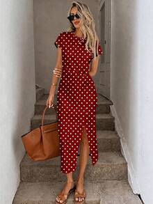 Easowa Đầm midi in họa tiết không tay, thắt eo thanh lịch, xẻ tà cao, thích hợp mặc hàng ngày; Đầm dệt kim ôm sát cơ thể, trang phục sinh nhật cho nữ; Bộ đồ tập thể dục cho nữ; Đầm dự tiệc cưới cho nữ; Trang phục công sở cho nữ. - Nhiều màu - Xem 5