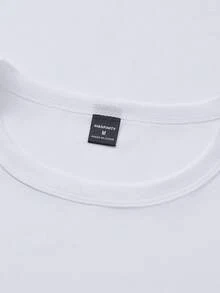 NEOREFINED Áo thun nam phong cách tối giản, in chữ, kiểu dáng thường ngày. - trắng - Xem 5