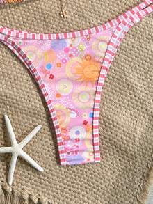 Swim Mod 26SS Spring/Summer Pink Sun God Paisley Bikini Two Pieces Swimwear Beach Party Vacation Sexy - Multicolor - View 6