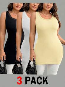 SHEIN Essnce 大码休闲纯色修身背心 - 彩色 - 查看 9
