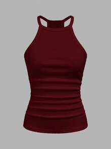 Slaydiva Áo tank top nữ màu trắng trơn, cổ tròn, lưng chữ Y, kiểu dáng trễ vai, cơ bản, đa năng, phong cách thường ngày, hợp xu hướng Xuân/Hè 2026. Thích hợp cho các buổi hẹn hò, ngày Valentine, mùa cưới, tiệc tùng, câu lạc bộ gợi cảm, thể thao, yoga, kỳ nghỉ, bãi biển, phong cách boho, bãi biển đầy cát, trở lại trường học, đi chơi hàng ngày, tiệc tùng, tiệc trà chiều, trang phục ăn sáng muộn, trang phục sân bay. - Màu Đỏ Sâu - Xem 3
