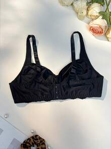 SHEIN 1pc Plus Size Wireless Bra With Thin Lining - Black - View 8