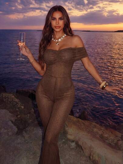 SHEIN Allurite Mono transparente de un hombro de moda y sexy para mujer