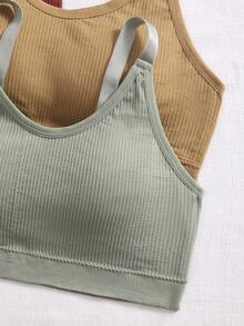 Lowkey Lull 4pcs/Set Minimalist Solid Color Comfortable Wireless Bras - Multicolor - View 6